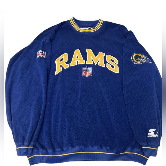 VTG 90s STARTER NFL PRO‎ LINE Rams Fleece Crewneck Sweatshirt XL Made in Korea - Picture 1 of 13